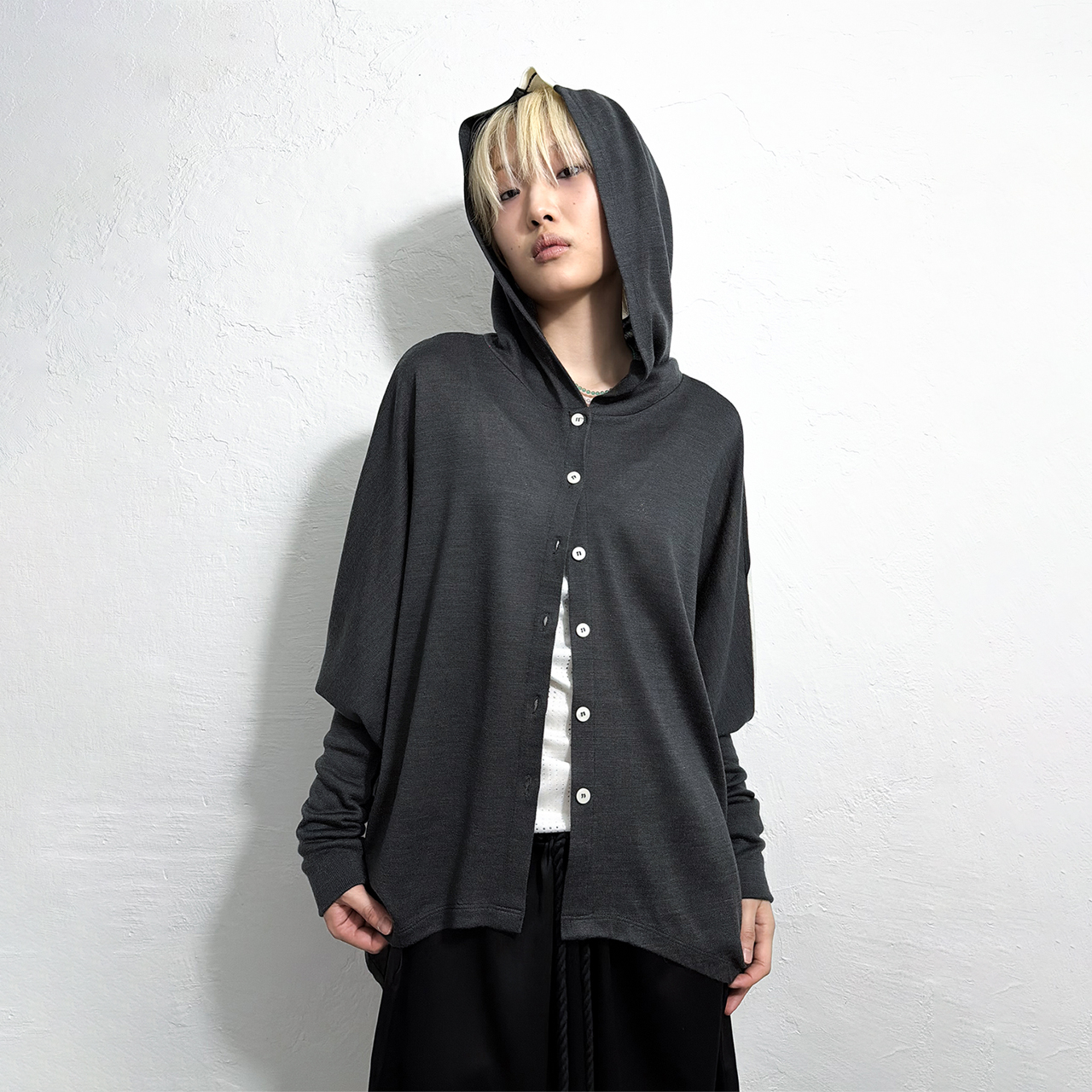 스틸레써디 배트윙 크로스 니트 후디 그레이(Still Lethardy Batwing Cross Knit Hoodie Grey) - 3