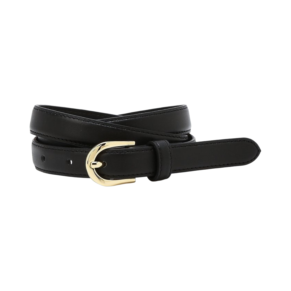 JUBE6F112BK Jillstuart Men's Acc 20mm Black Slim Genuine Leather Women's Belt with Gold Buckle
