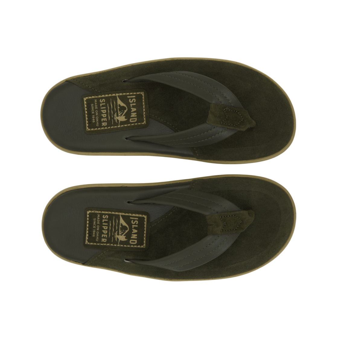 아일랜드 슬리퍼 투톤 레더 스웨이드 아미 그린 올리브(Island Slipper Two Tone Leather Suede Army Green Olive) - 5