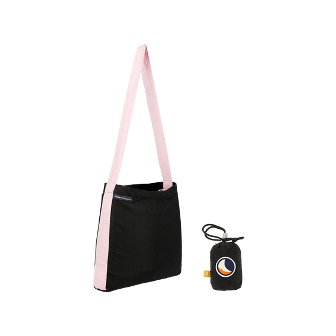TMEBS0783 Ticket To The Moon Small Eco Bag 10L Black Baby Pink