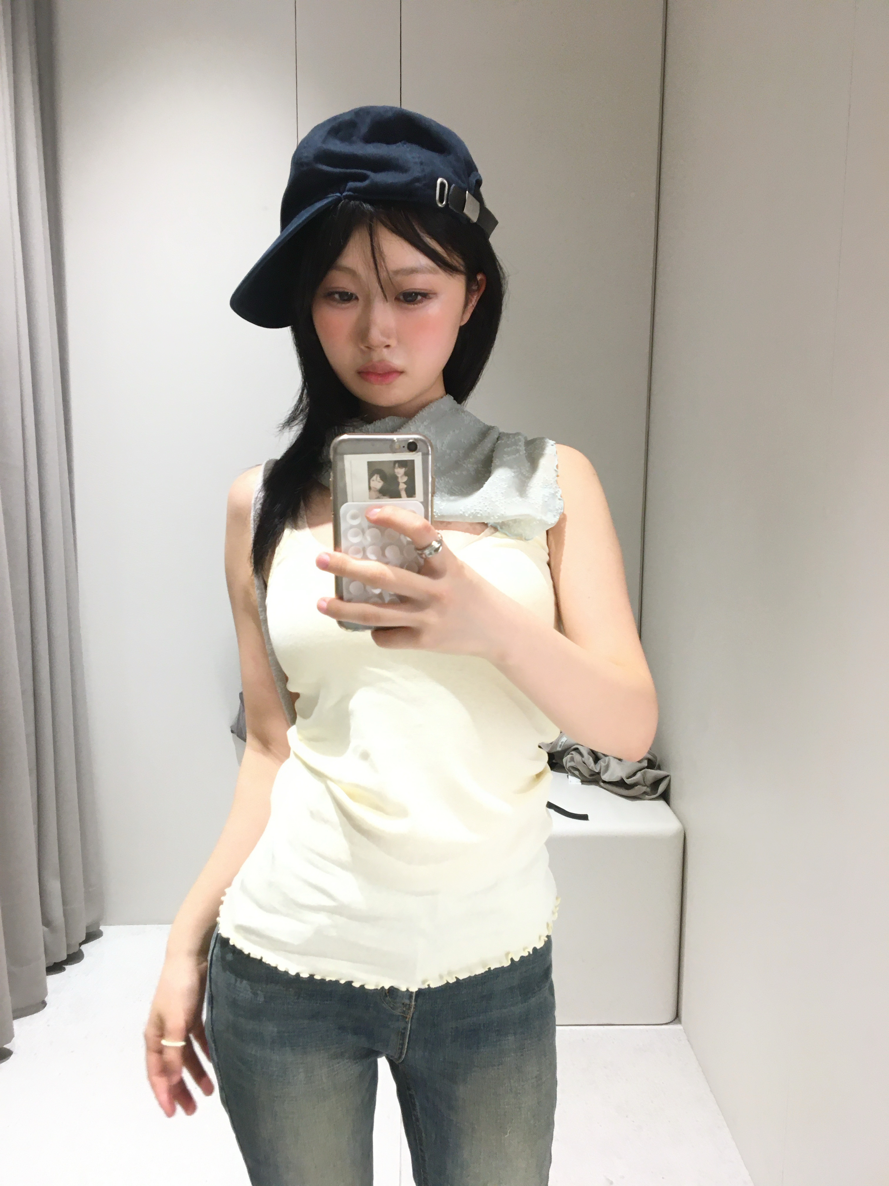 Sunday Ceremony Sy Logo 5 Panel Cotton Cap - Navy 착용 스타일 - 2