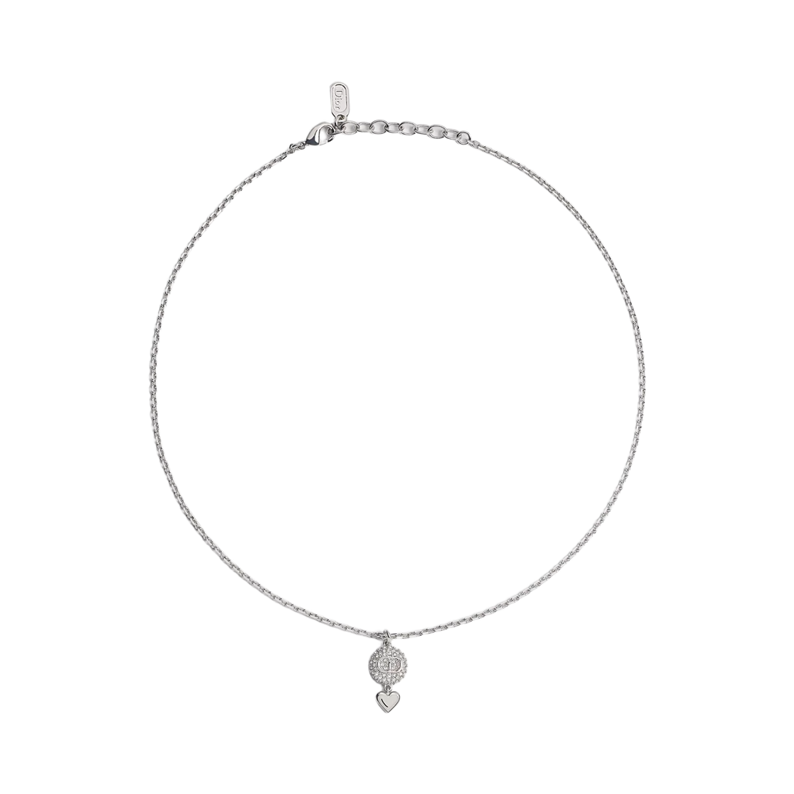 N3847WOMCY-D001 (W) Dior CD Disco Necklace Silver Finish Metal & Crystals Silver