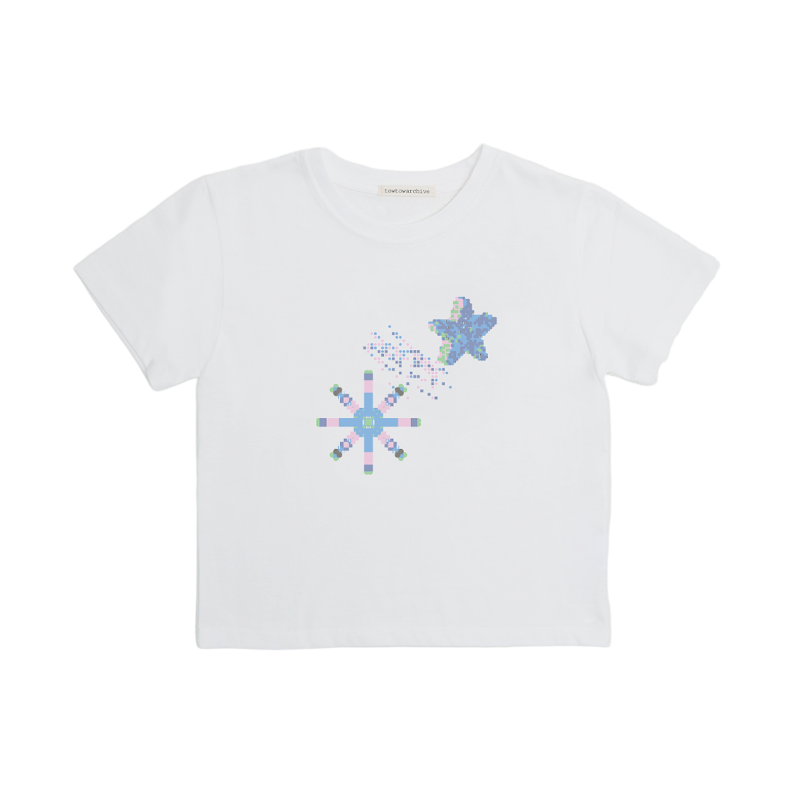 TTA62EFCS011WT TOWTOW.ARCHIVE Dot to Star Crop Tshirts White