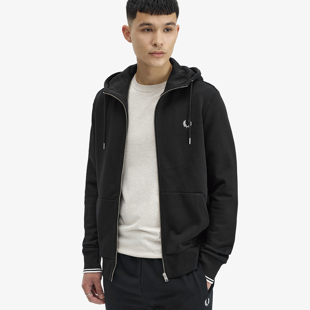 프레드페리 후드 집스루 스웻셔츠 블랙(Fred Perry Hooded Zip-Through Sweatshirt Black) - 3