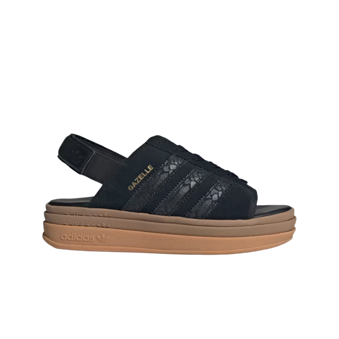 HQ4688 (W) Adidas Gazelle Bold Sandal Core Black Gold Metallic