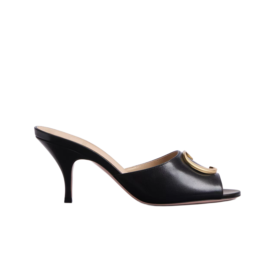 KDO675LAB-S900 (W) Dior Initial Heeled Slide Lambskin Black