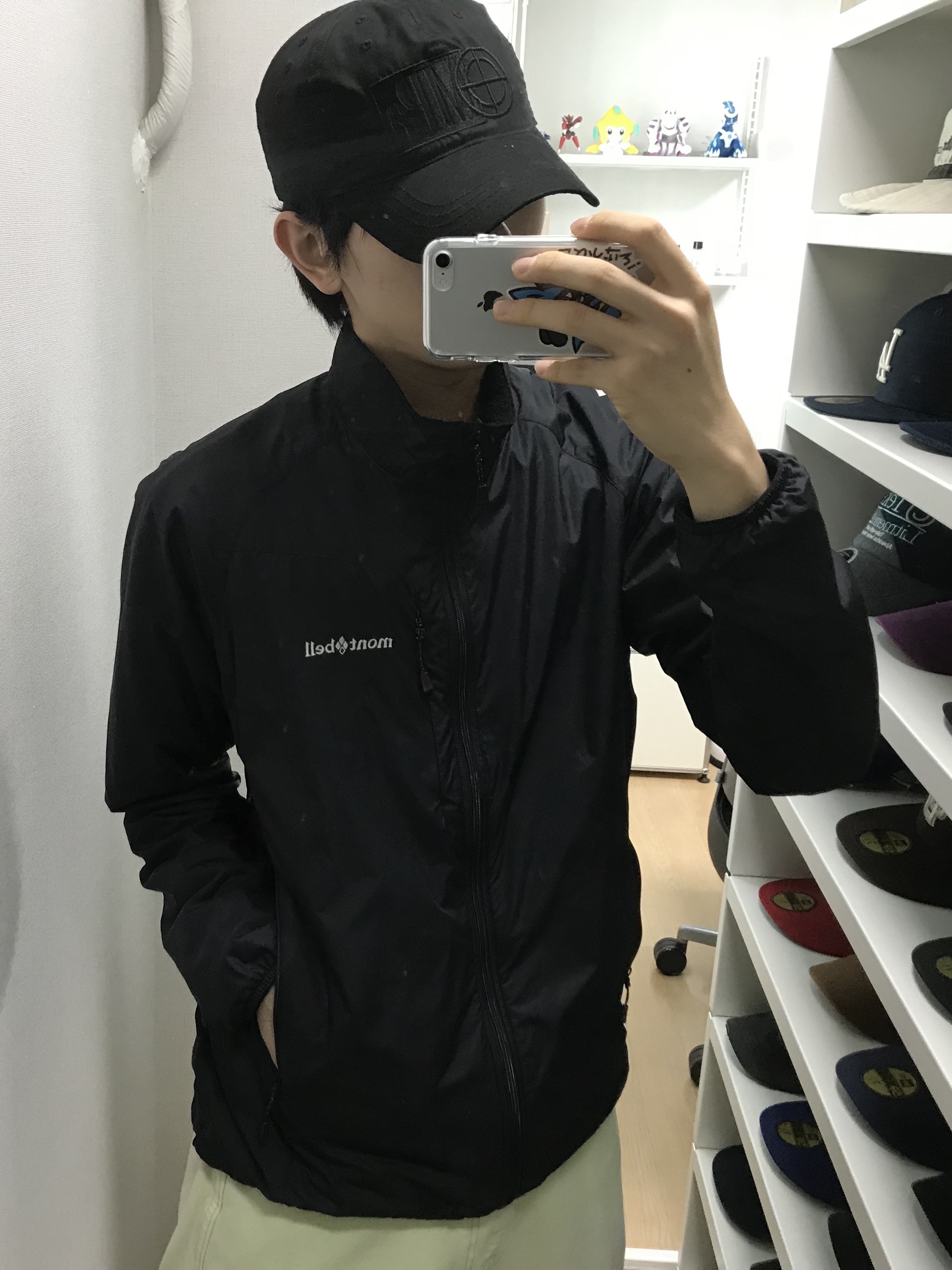 Montbell Light Shell Outer Jacket Black 착용 스타일 - 1