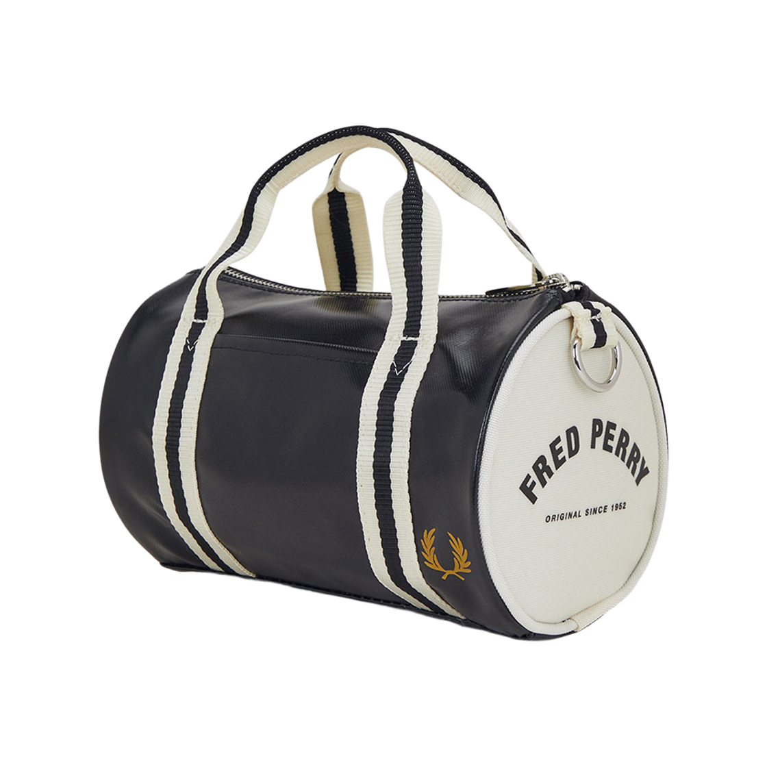 프레드페리 클래식 미니 배럴 백 블랙/에크루(Fred Perry Classic Mini Barrel Bag Black / Ecru)