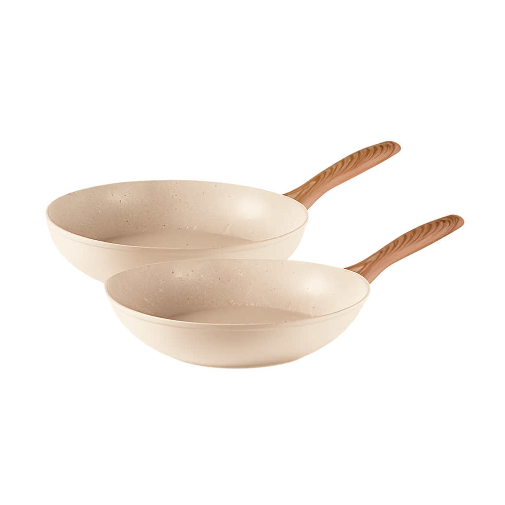 삼보넷 락앤로즈 웍 후라이팬 2종세트(28cm+28cm)(소프트 로즈)(Sambonet Rock & Rose Wok Frypan 2‑Piece Set (28cm + 28cm) – Soft Rose)