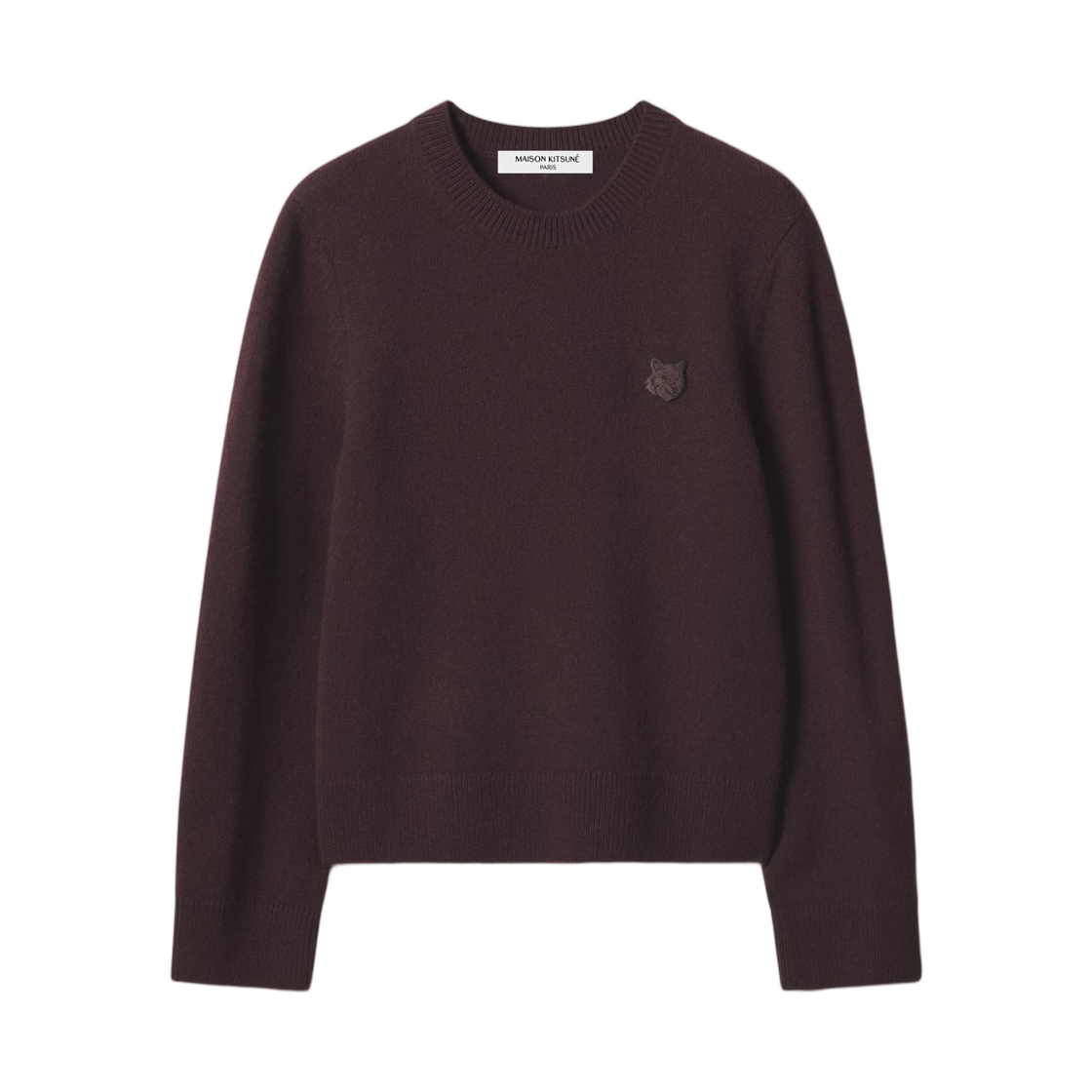 MRWKJ11KT1006-0553 (W) Maison Kitsune Fox Head Lambswool Comfort Jumper Dark Wood