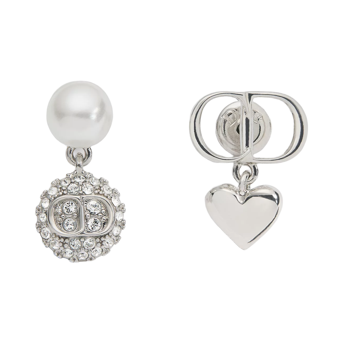 E4891WOMCY-D001 (W) Dior CD Disco Earrings Silver Finish Metal & Crystals Silver