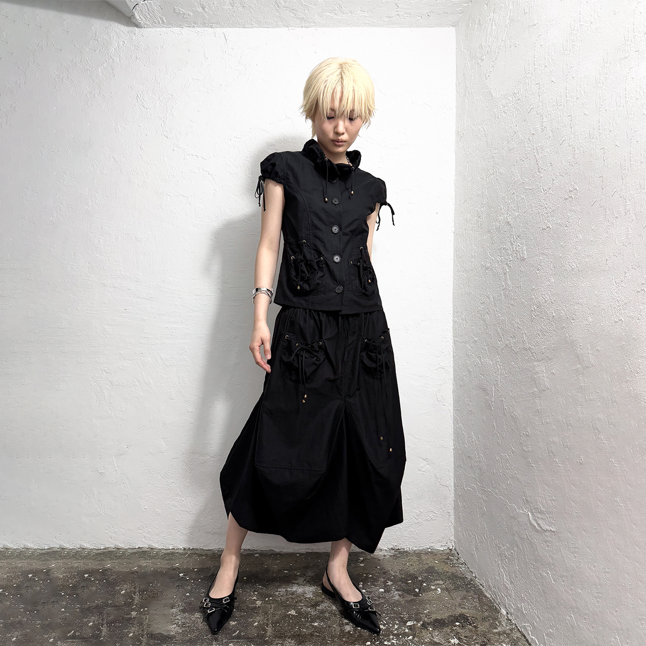 스틸레써디 볼륨 포켓 하이 넥 셔츠 블랙(Still Lethardy Volume Pocket High Neck Shirt Black) - 6