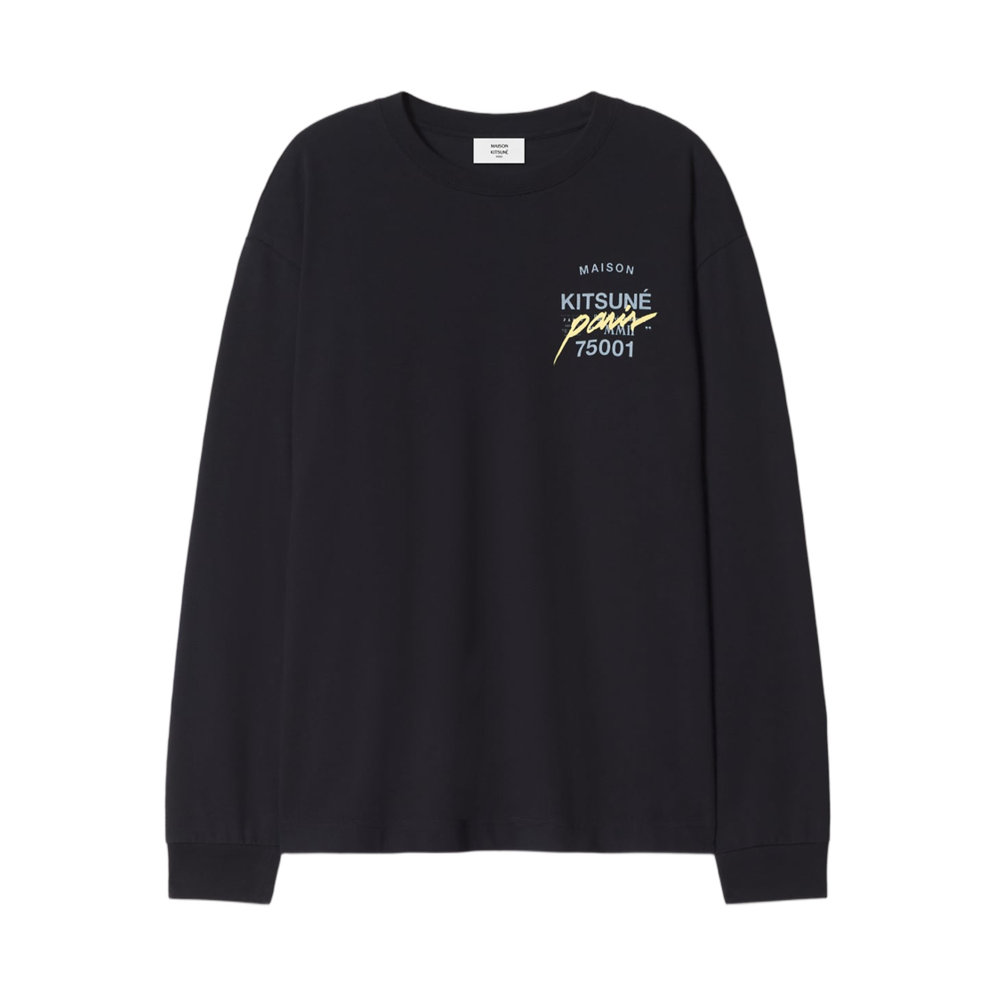 MQMJT03KJ0119-P199 Maison Kitsune MMII Profile Fox Oversize Long Sleeve T-Shirt Black