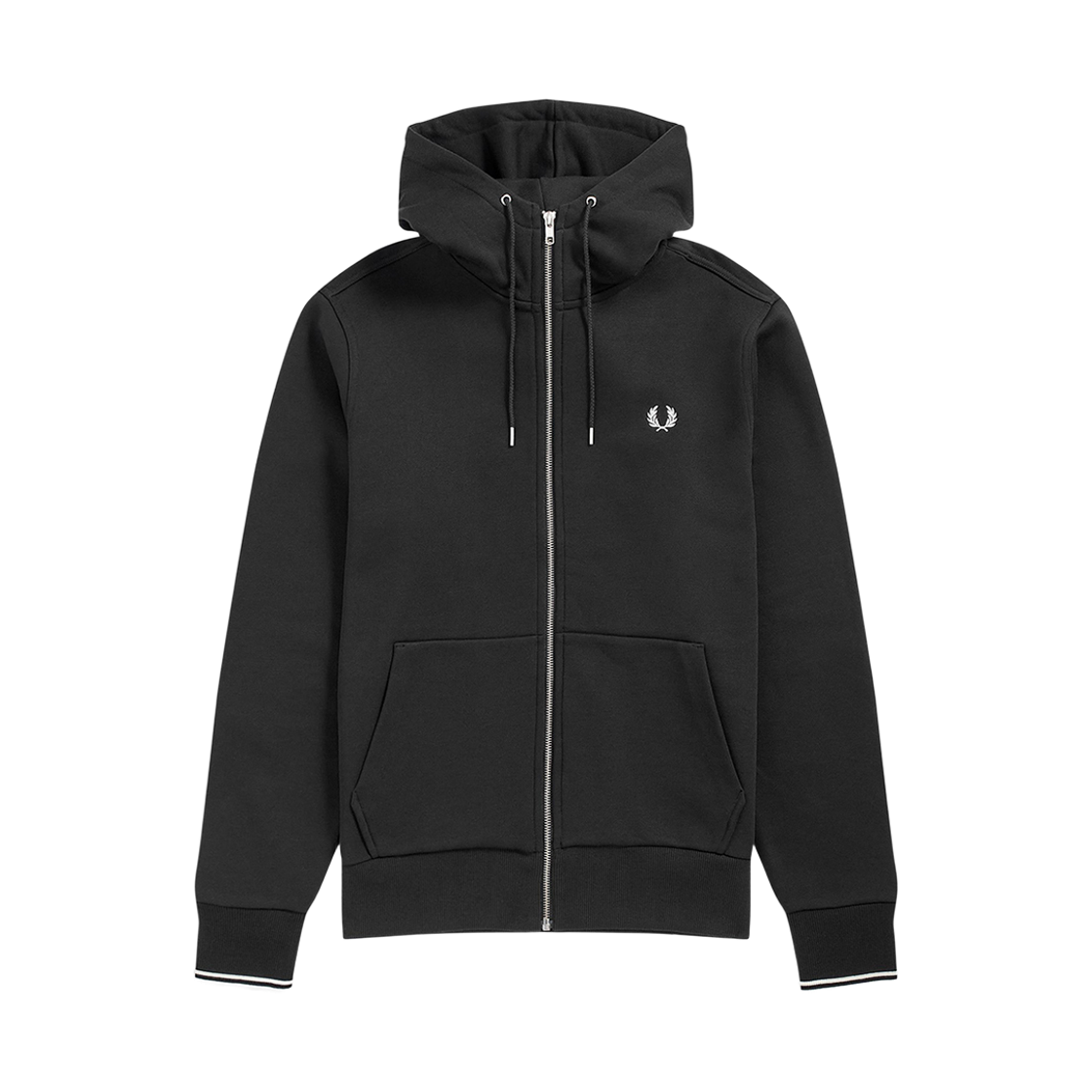 AFPM2G97536-198 Fred Perry Hooded Zip-Through Sweatshirt Black