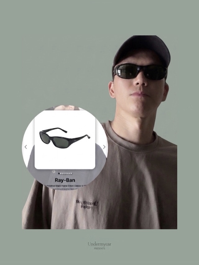 Ray-Ban DADDY-O II Polished Black Frame Green Classic G-15 Lenses, Undermycar Mu.05 Anti Fxxking Logo Play Oversized T-Shirts Taupe 착용 스타일