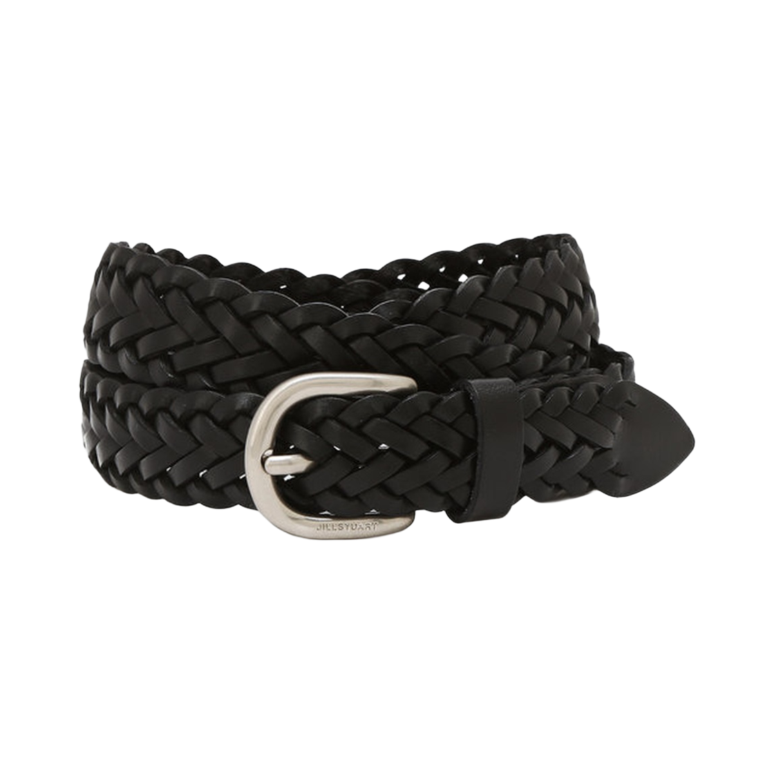 JUBE6F411BK Jillstuart Men's Acc Unisex Black Woven Genuine Leather Belt 20mm