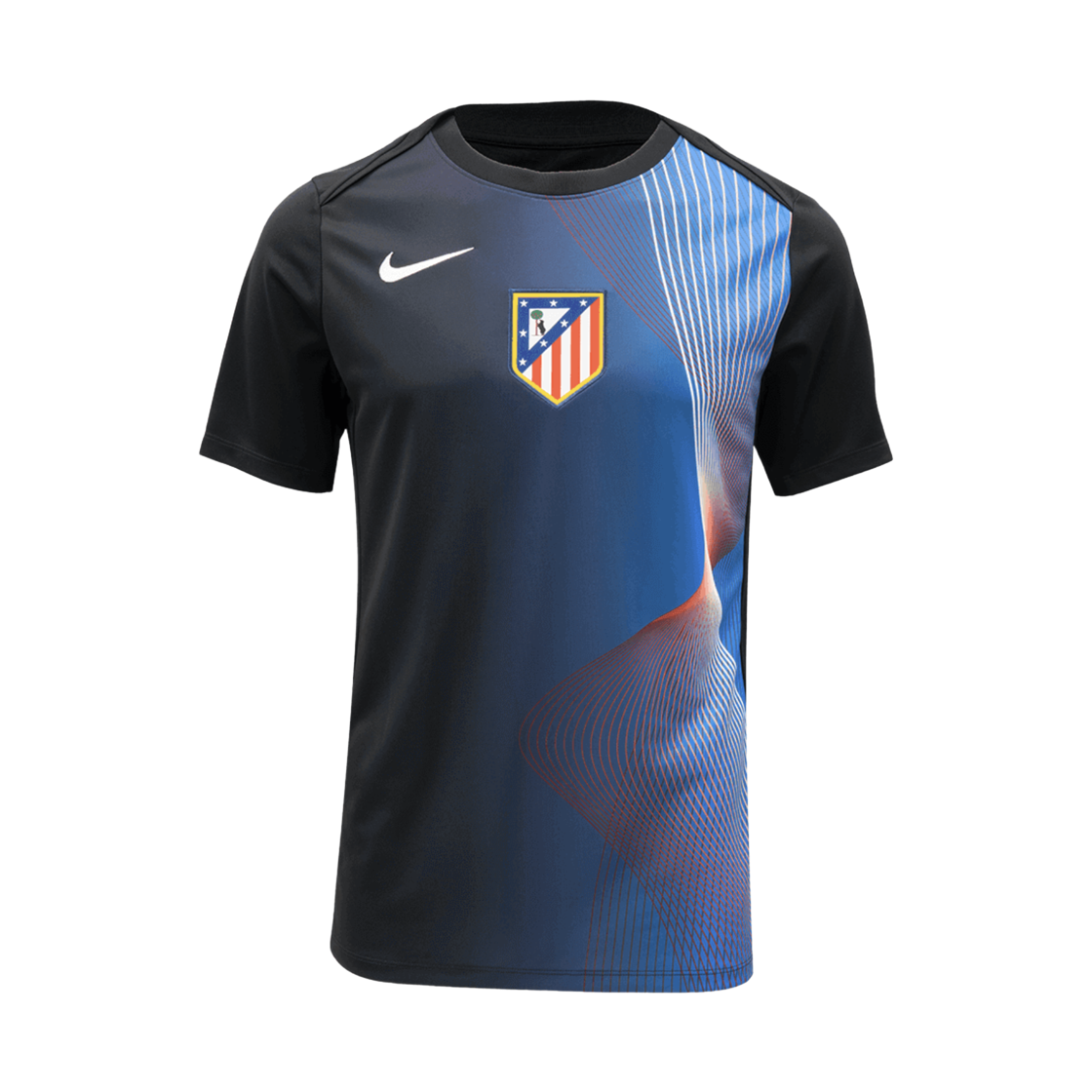 HM3435-010 Nike Atletico Madrid Academy Pro Third Dri-Fit Total 90 Football Pre-Match Jersey Black White (HM3435-010) (Non Marking Ver.)
