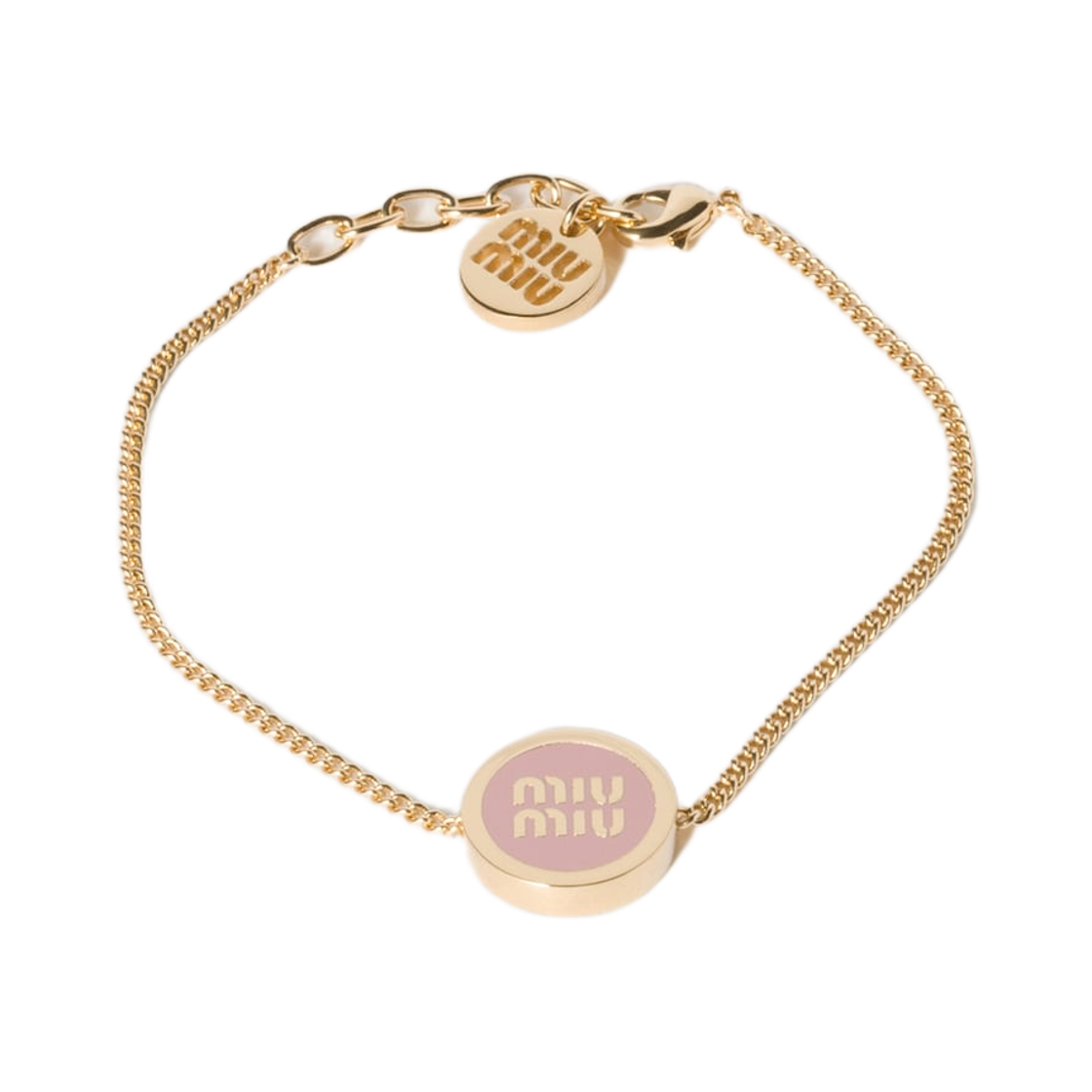 (W) 미우 미우 에나멜 메탈 브레이슬릿 오키드 핑크 골드((W) Miu Miu Enameled Metal Bracelet Orchid Pink Gold)