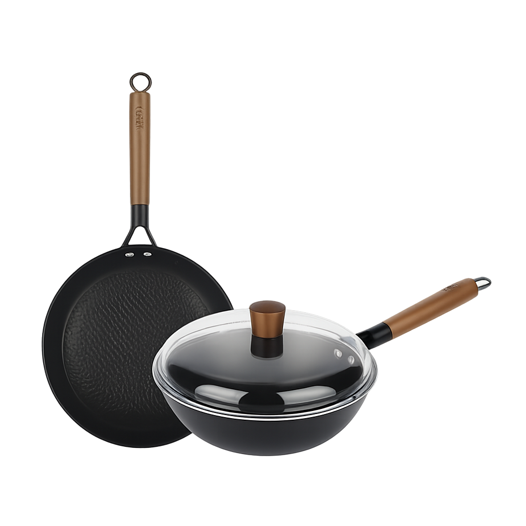 볼 아이언 무쇠주물 라이트 WOK 24cm+ 프라이팬28cm(WOLL Iron Cast Light 24cm Wok + 28cm Frypan)