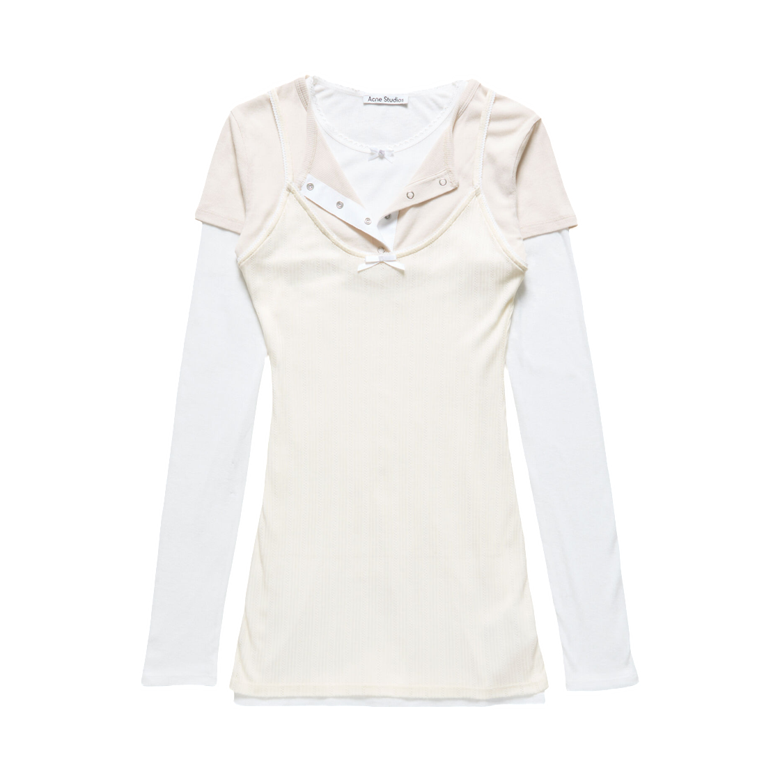(W) 아크네 스튜디오 레이어드 미니 드레스 화이트 오프 화이트((W) Acne Studios Layered Mini Dress White Off White) - 1