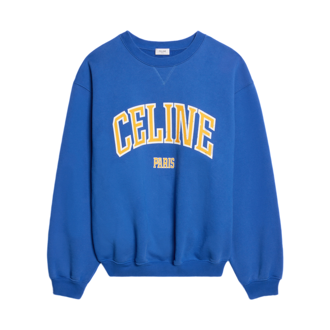 RY1191233-07GK Celine Sweatshirt in Cotton Fleece Blue Yellow Off White