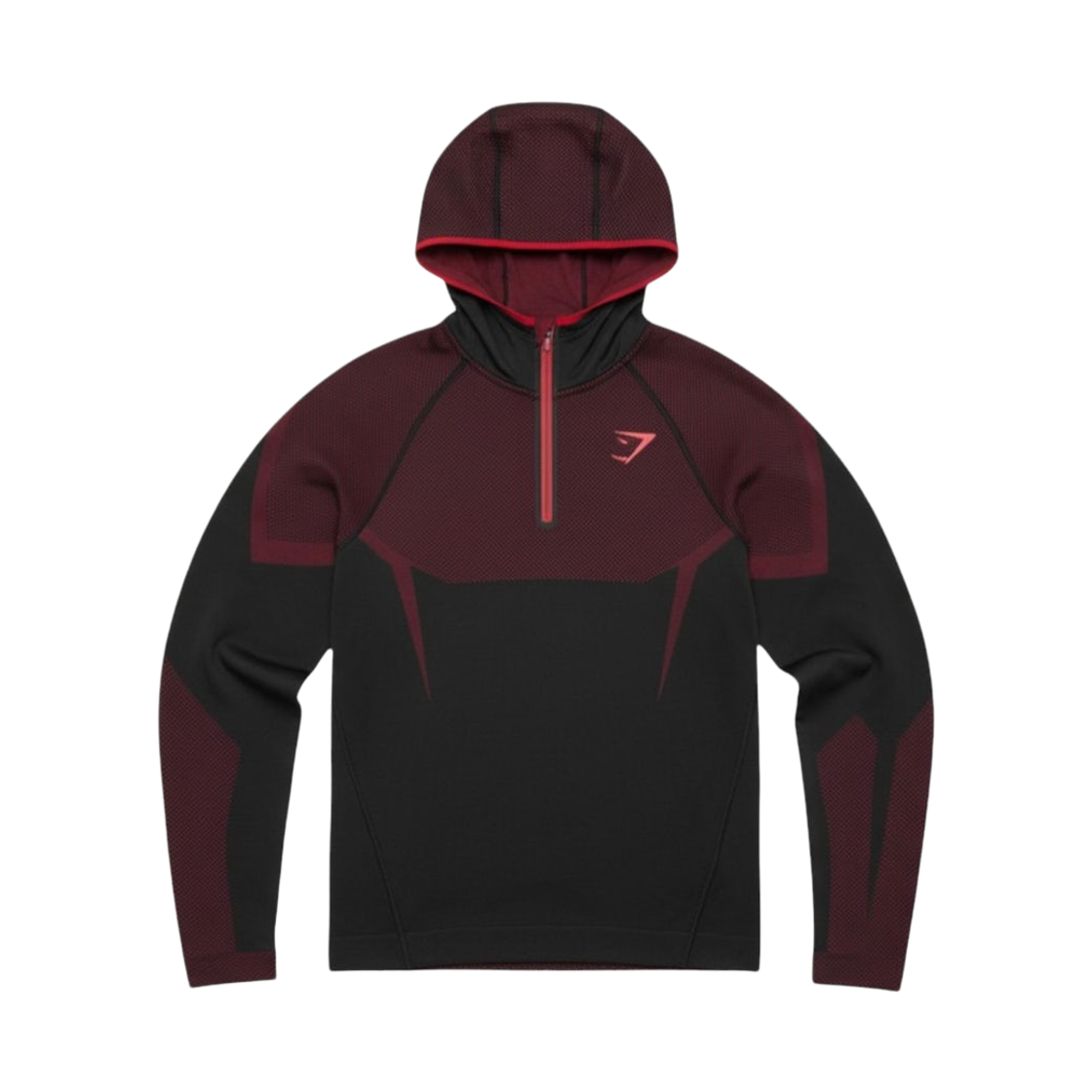 짐샤크 오닉스 5.0 심리스 후드 블랙 카마인 레드(Gymshark Onyx 5.0 Seamless Hoodie Black Carmine Red)