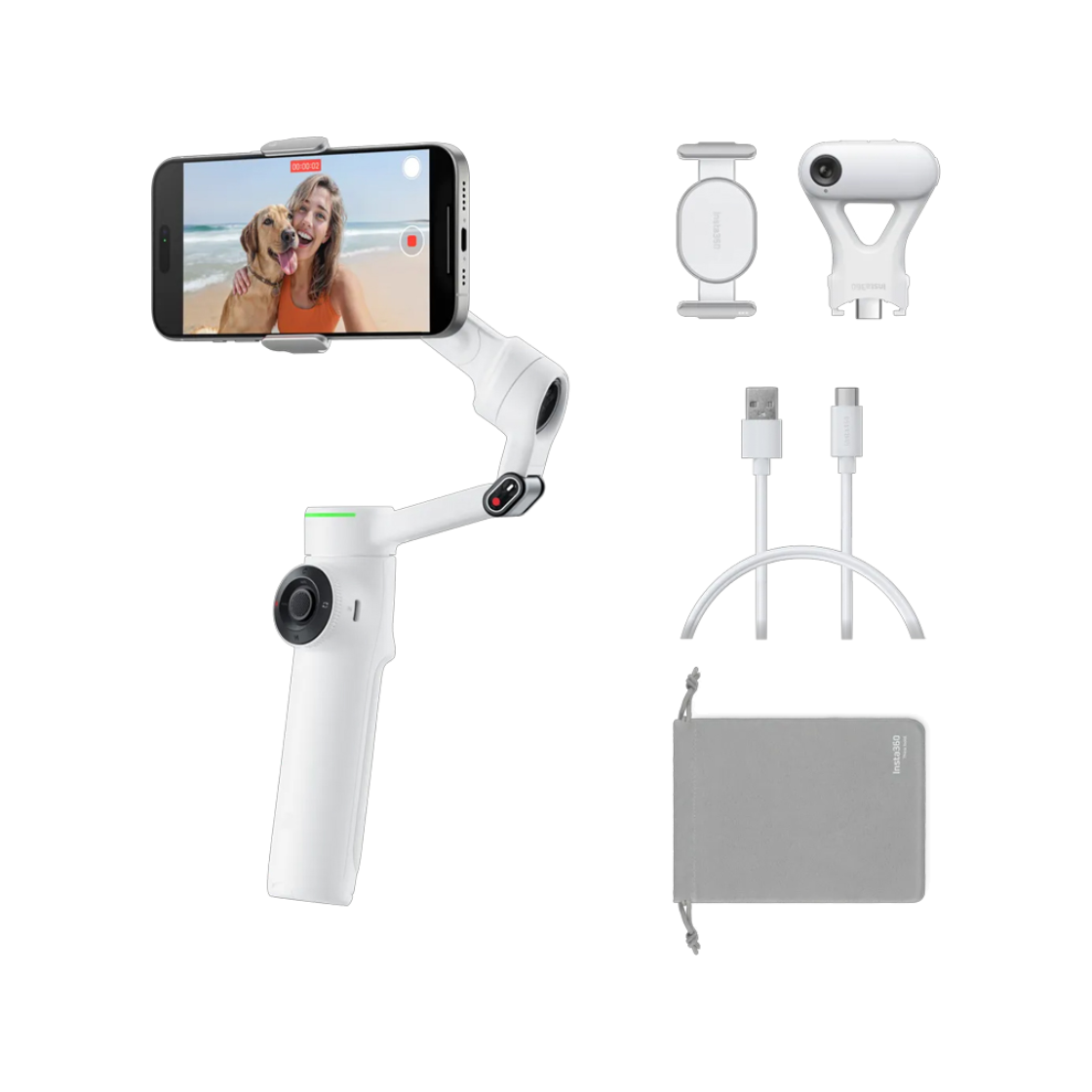 인스타360 Flow 2 Pro AI 트래커 번들 써밋화이트(Insta360 Flow 2 Pro AI Tracker Bundle - Summit White)