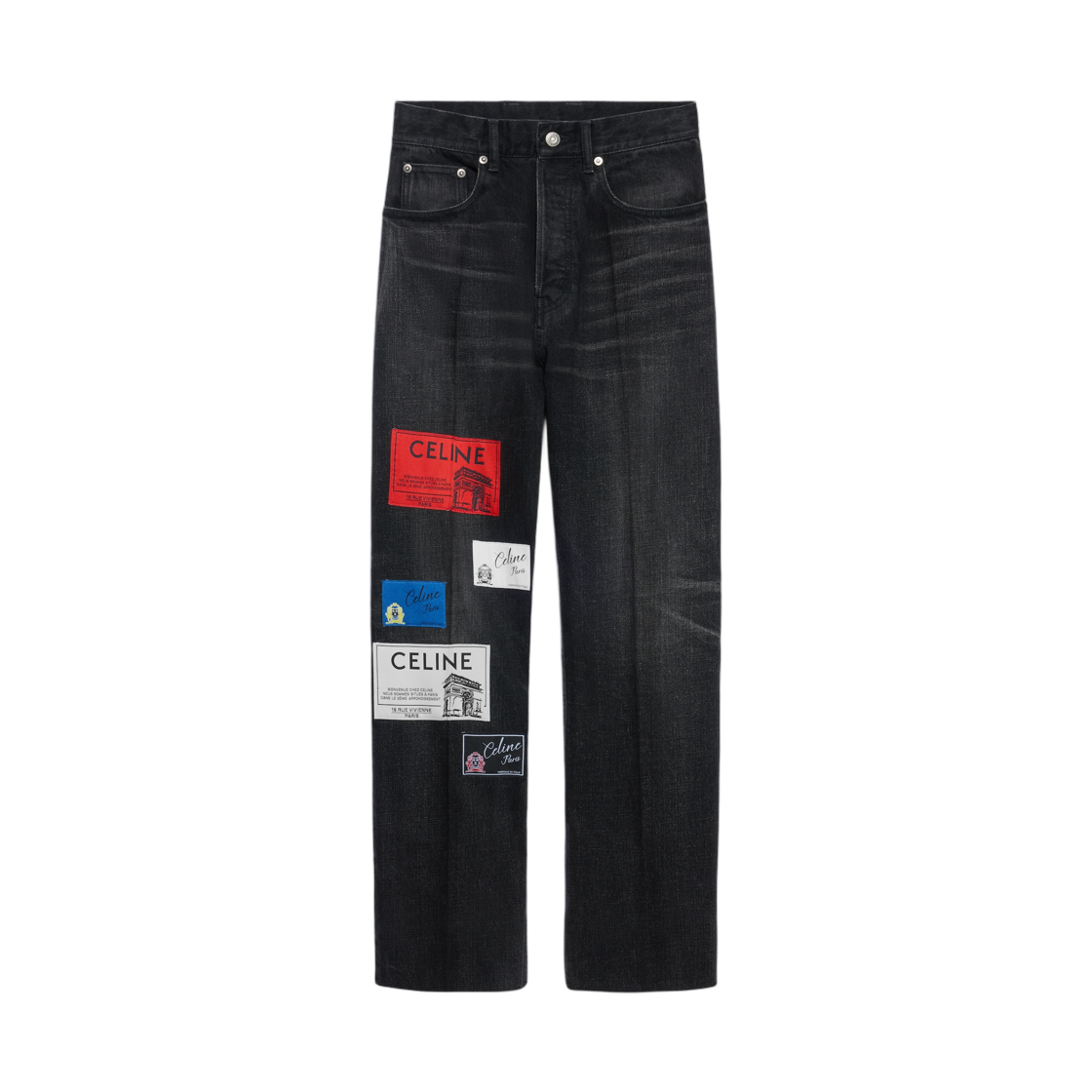 셀린느 보이프렌드 진 001 코튼 데님 맥스 블랙 워시(Celine Boyfriend Jeans 001 in Cotton Denim Max Black Wash)