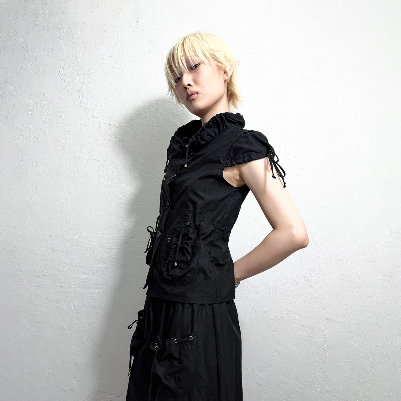 스틸레써디 볼륨 포켓 하이 넥 셔츠 블랙(Still Lethardy Volume Pocket High Neck Shirt Black) - 4