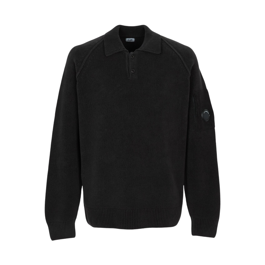 21CMKN198A005558G999 C.P. Company Chenille Cotton Polo Knit Black - 26FW