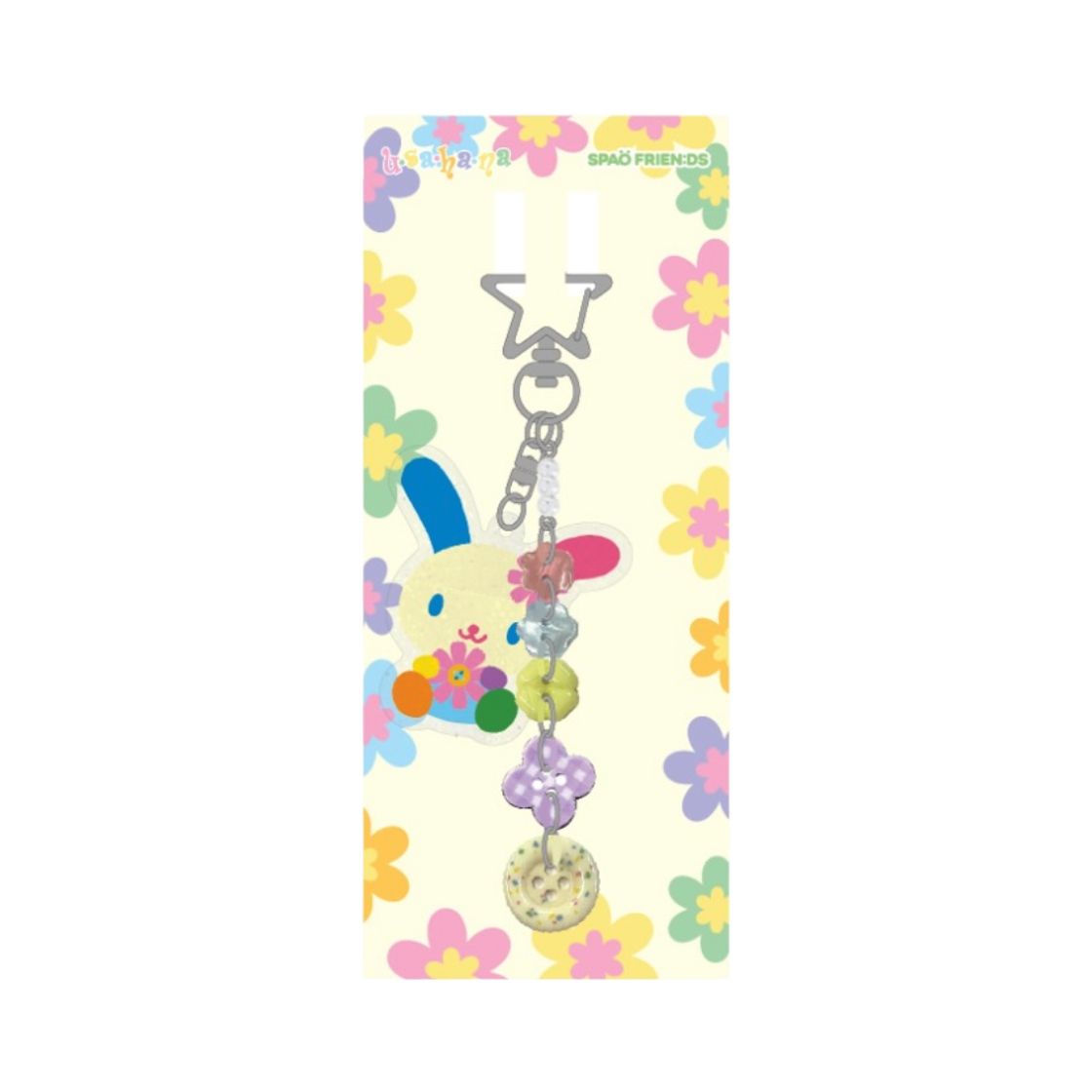 스파오 x 산리오 캐릭터즈 우사하나 단추 키링 멀티(Spao x Sanrio Characters Usahana Button Keyring Multi) - 1