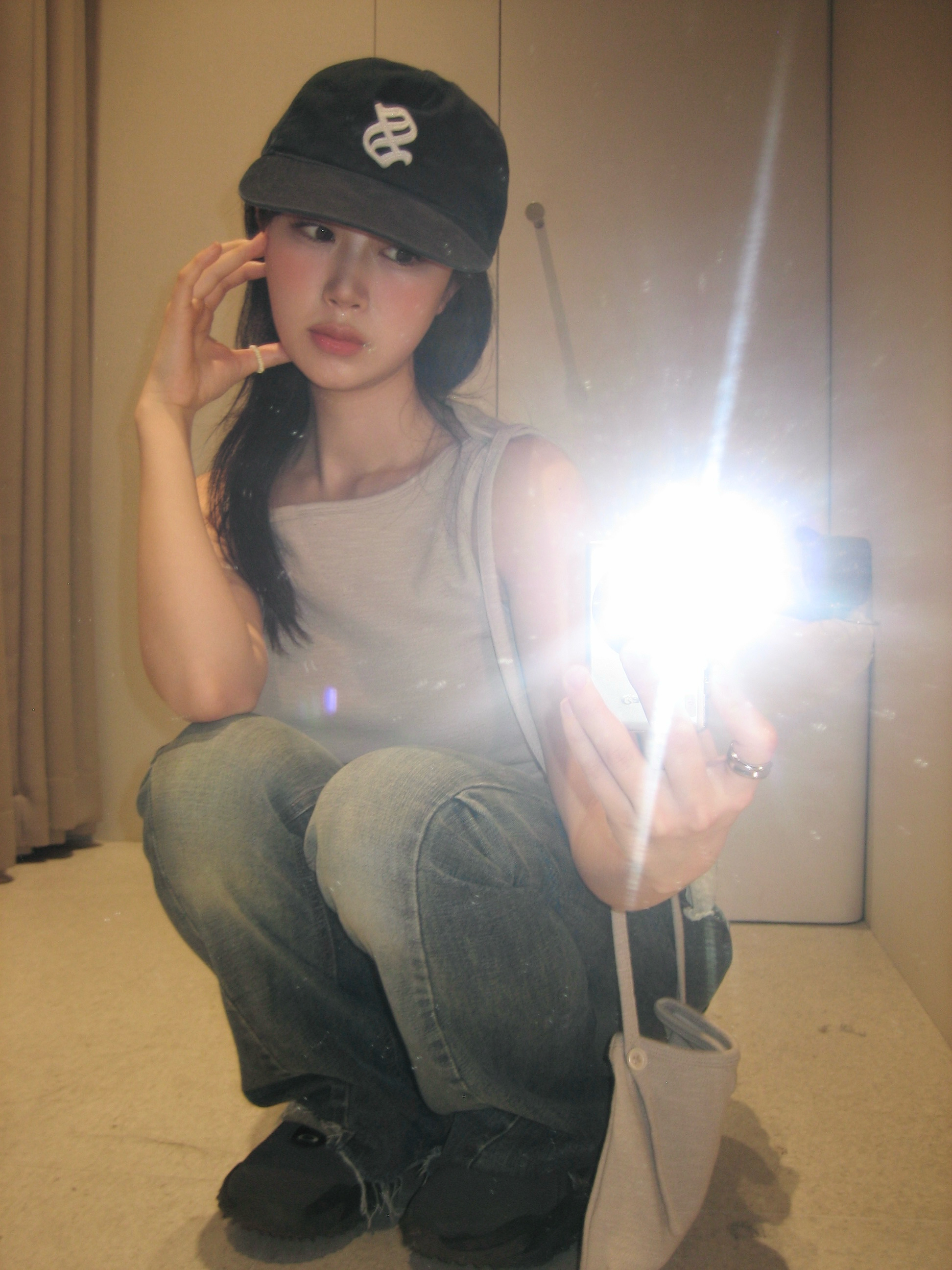 Sunday Ceremony Sy Logo 5 Panel Cotton Cap - Navy 착용 스타일 - 4