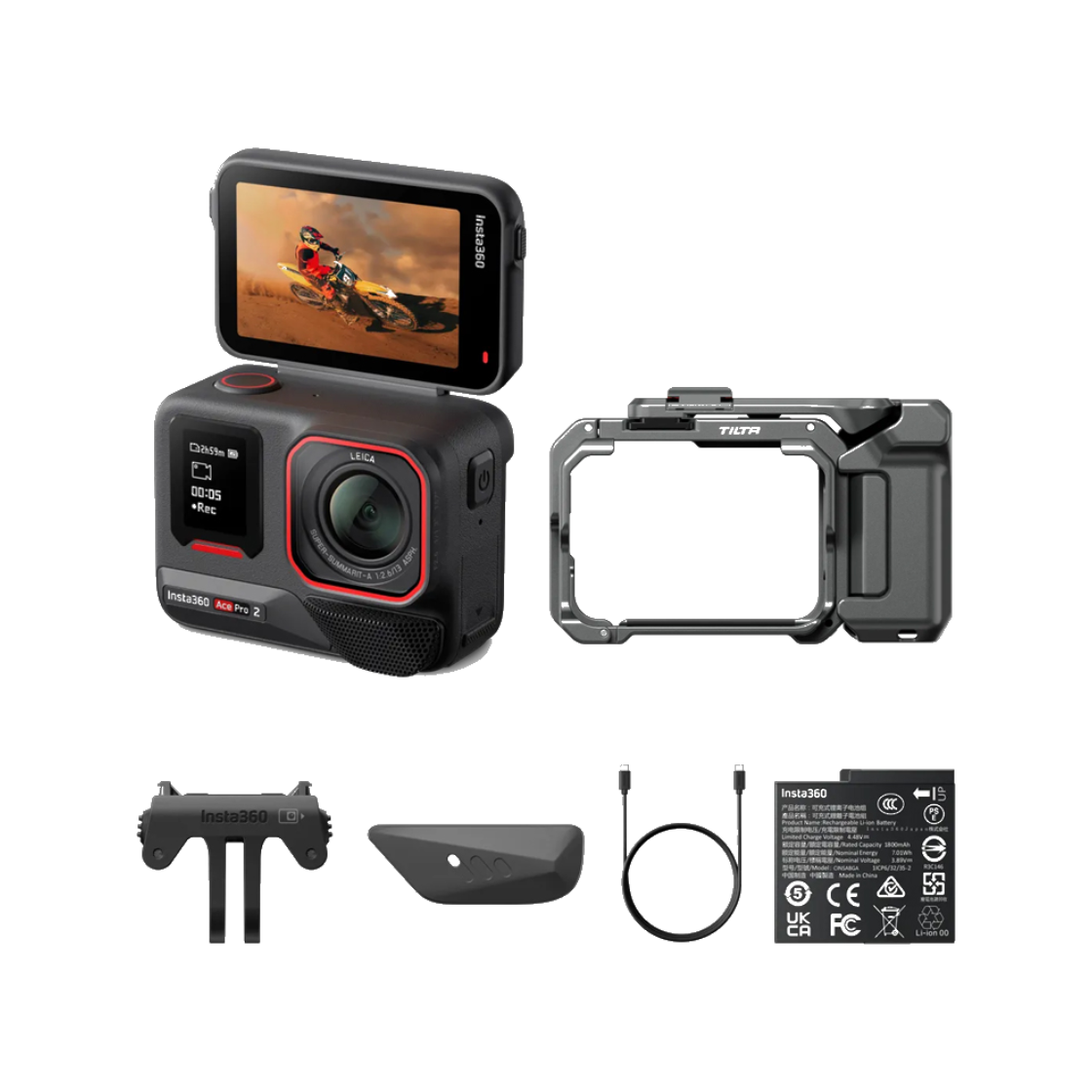 인스타360 Ace Pro 2 미드나잇 블랙, 싱글배터리 스냅샷 번들 슬레이트그레이(Insta360 Ace Pro 2 Xplorer Bundle (Single Battery) Dark Gray)