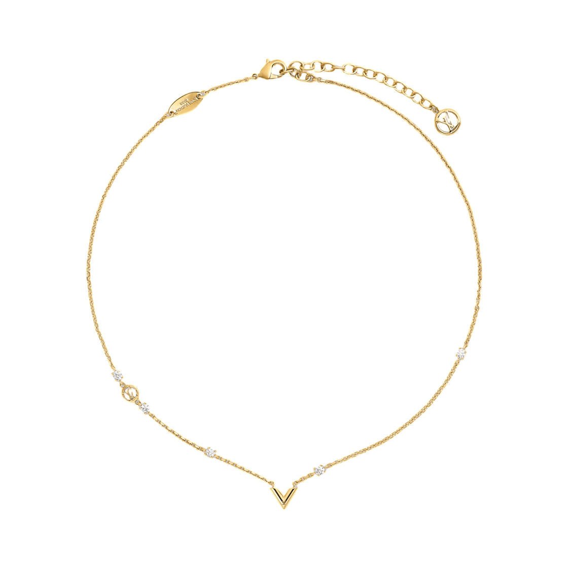 M04236 (W) Louis Vuitton Essential V Strass Pm Necklace Gold