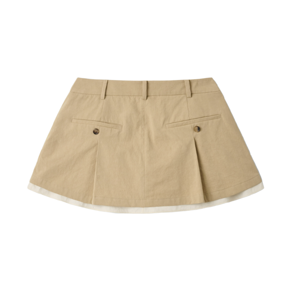(W) 아비에무아 더블 레이어 플리츠 미니 스커트 베이지((W) Aviemuah Double Layer Pleated  Mini Skirt Beige) - 2