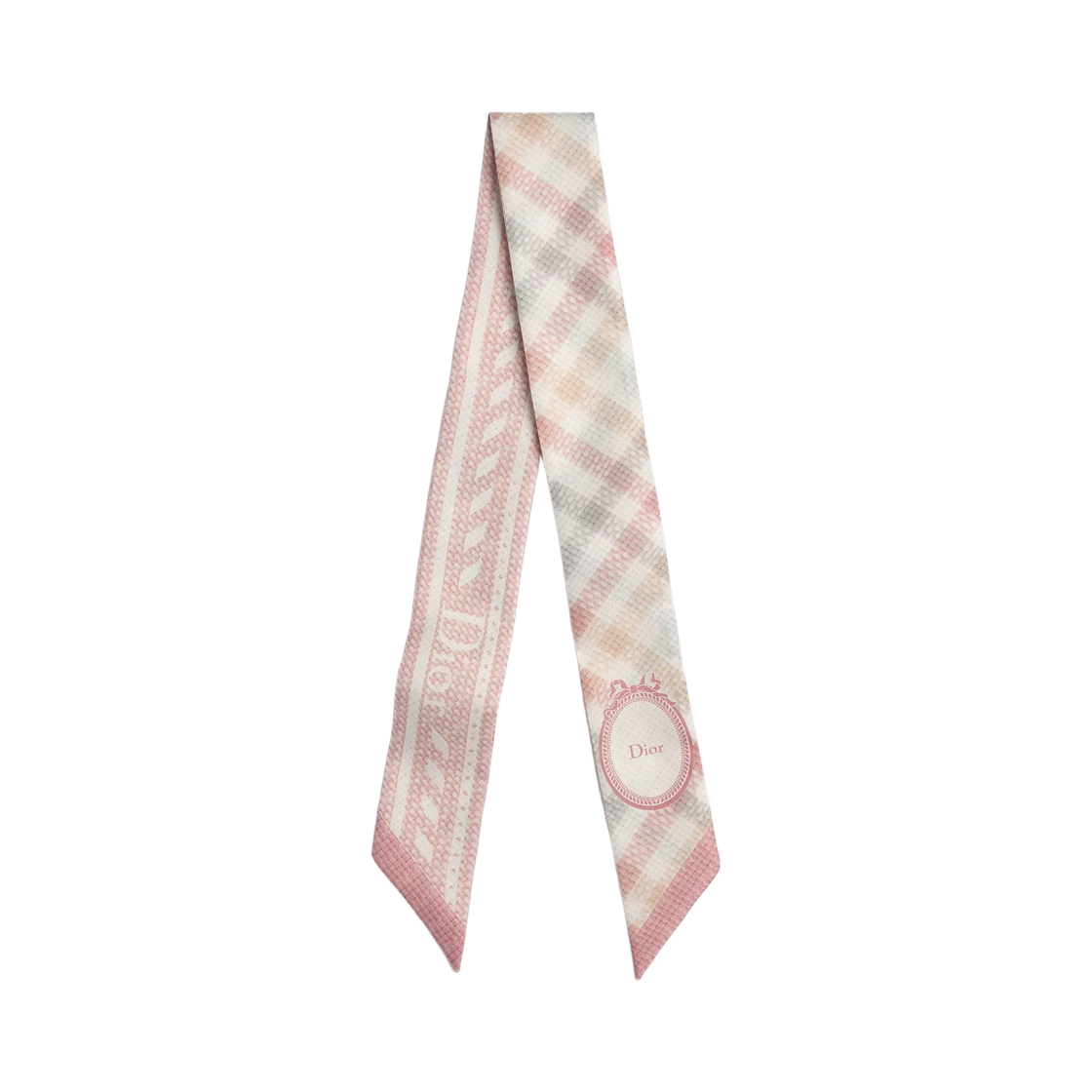 64TM106S6170-C429 (W) Dior Vichy Mitzah Scarf Silk Twill Pink Multicolor