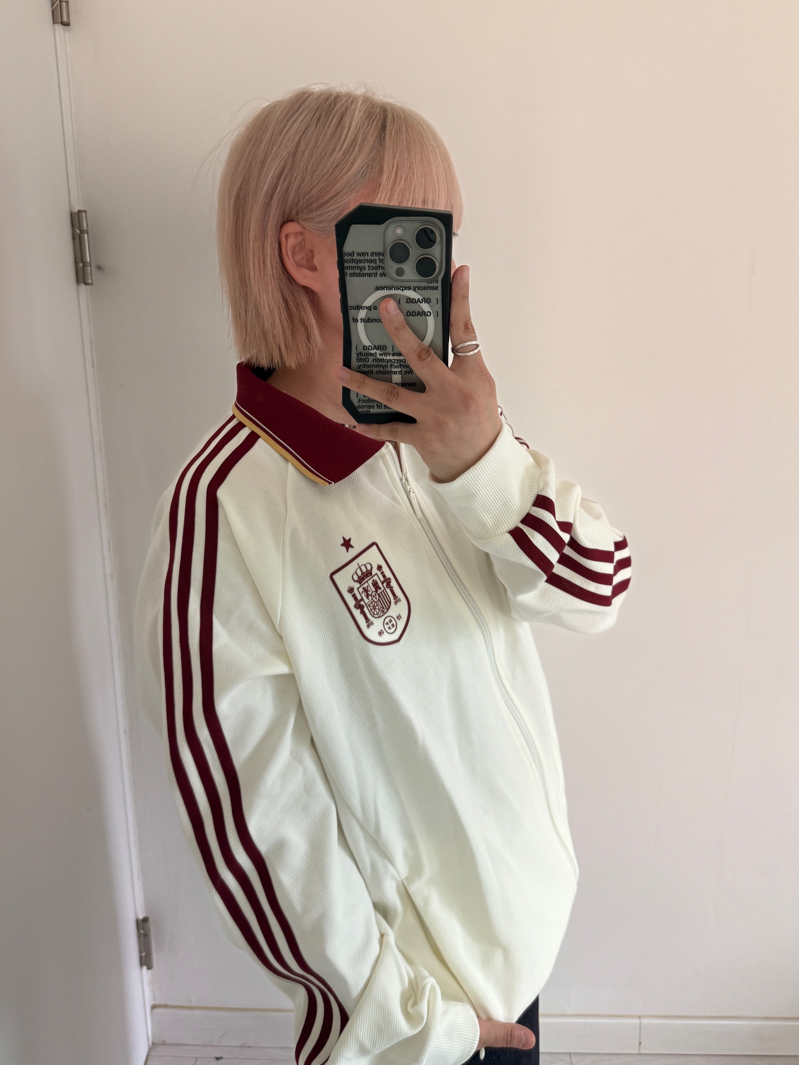 Adidas Spain Away Anthem Jacket Off White - KR Sizing (Non Marking Ver.) 착용 스타일