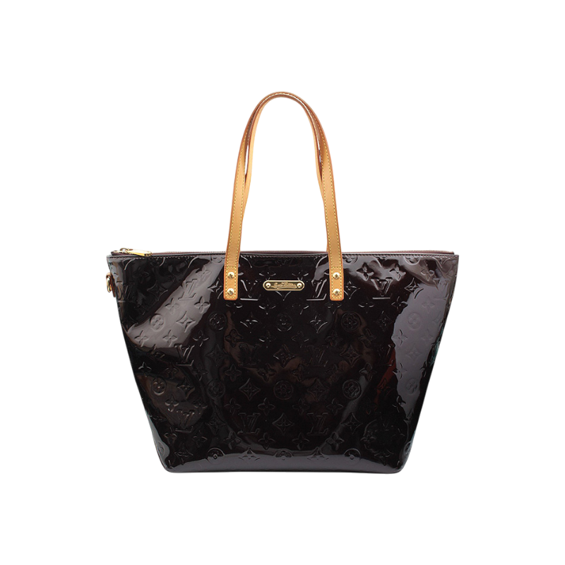 IT4ED7P2C8F3 Louis Vuitton Deep Brown Monogram Patent Shopper Bag