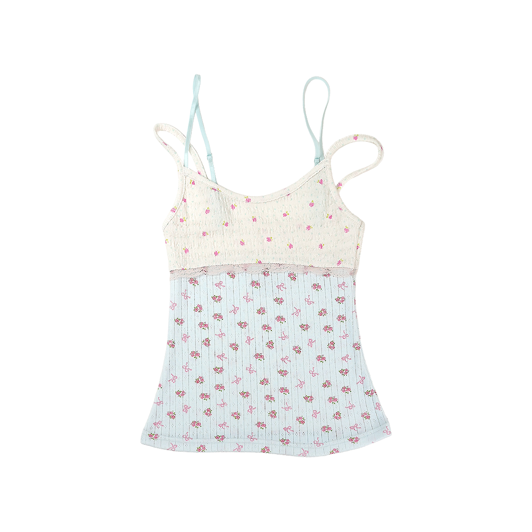 혼쿄 더블 스트랩 레이스 슬리브리스 스카이블루 코케트(Honkyo Double Strap Lace Sleeveless Skyblue Coquette)