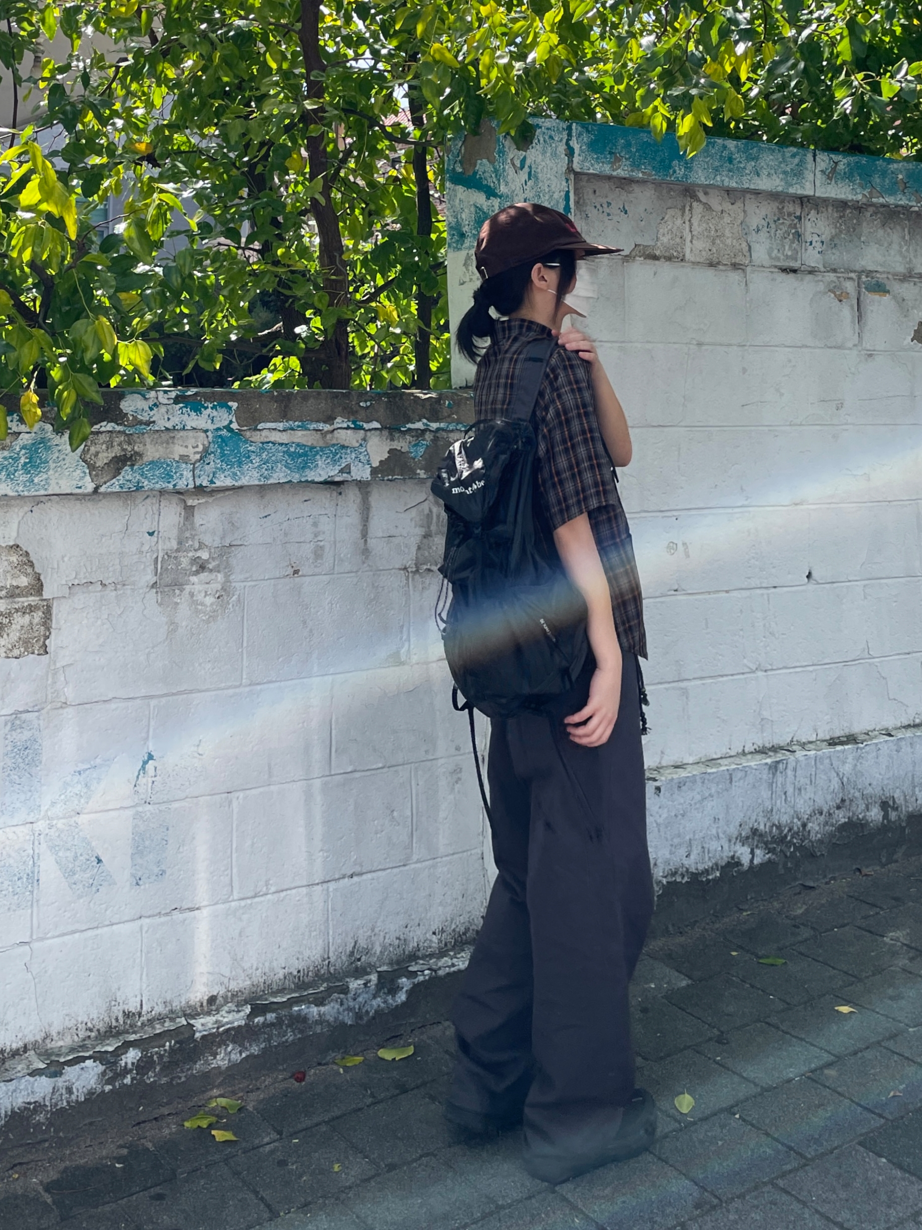 Safarispot Pocket Check Half Shirts Brown, Hoka Bondi 9 Black - Wide 착용 스타일 - 4
