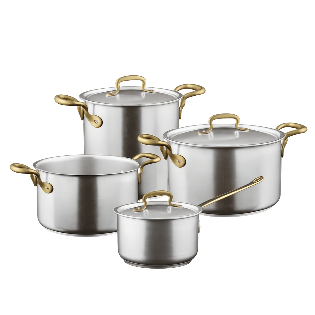 삼보넷 1965 빈티지냄비 4종 세트(편수16,20L,20H,24L)(Sambonet 1965 Vintage Cookware 4‑Piece Set (16cm Saucepan, 20cm Low Pot, 20cm High Pot, 24cm Low Pot)) - 1