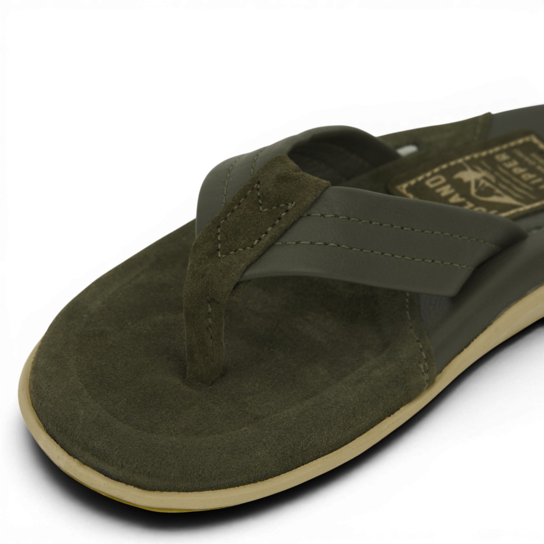 아일랜드 슬리퍼 투톤 레더 스웨이드 아미 그린 올리브(Island Slipper Two Tone Leather Suede Army Green Olive) - 7