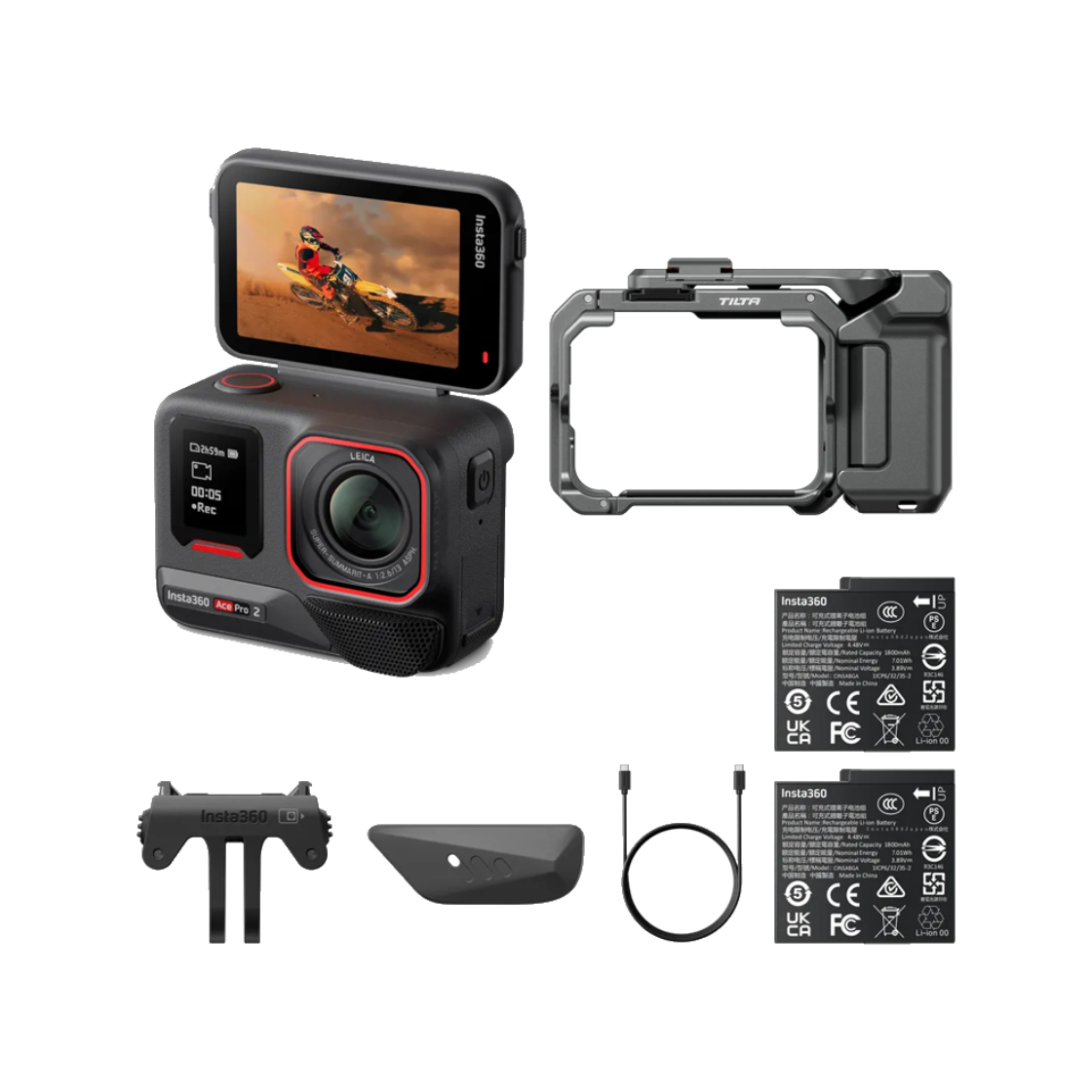 인스타360 Ace Pro 2 미드나잇 블랙, 듀얼배터리 스냅샷 번들 슬레이트그레이(Insta360 Ace Pro 2 Xplorer Bundle (Dual Battery) Dark Gray)