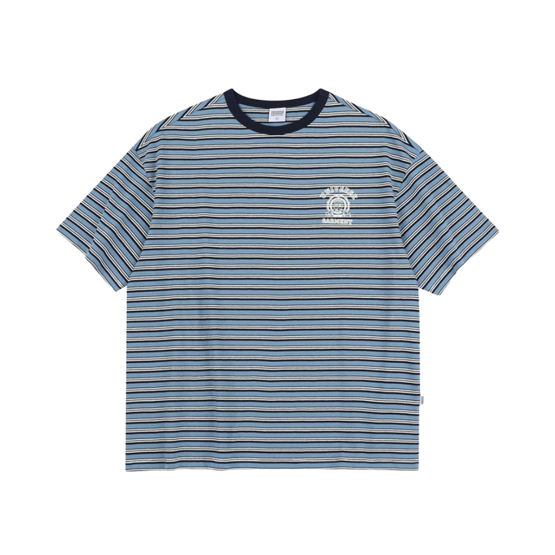 BUQTSZX816LB UNIVERSE GARMENT UG Stripe Emblem T-Shirt Light Blue