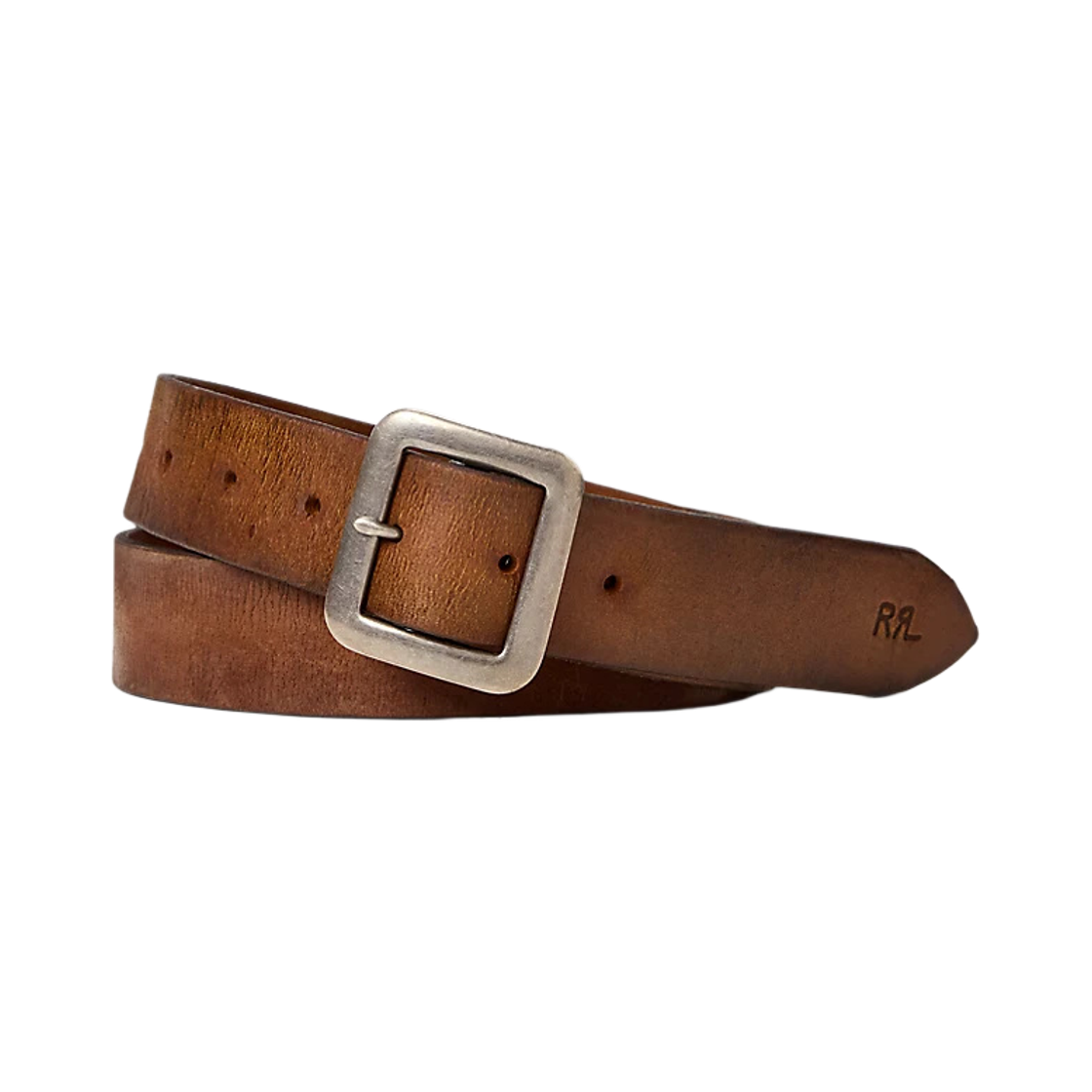 더블알엘 핸드 버니쉬드 레더 벨트 미드 브라운(Double RL Hand Burnished Leather Belt Mid Brown)