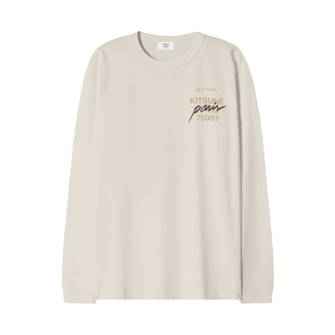 MQMJT01KJ0119-0063 Maison Kitsune MMII Fox Head Oversize Long Sleeve T-Shirt Noble Beige