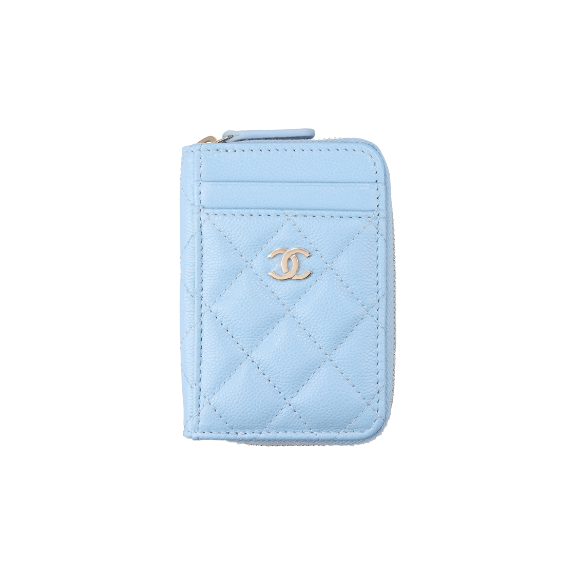 샤넬 지퍼 카드 지갑 레더 스카이 블루(Chanel Zip Card Wallet Leather Sky Blue)