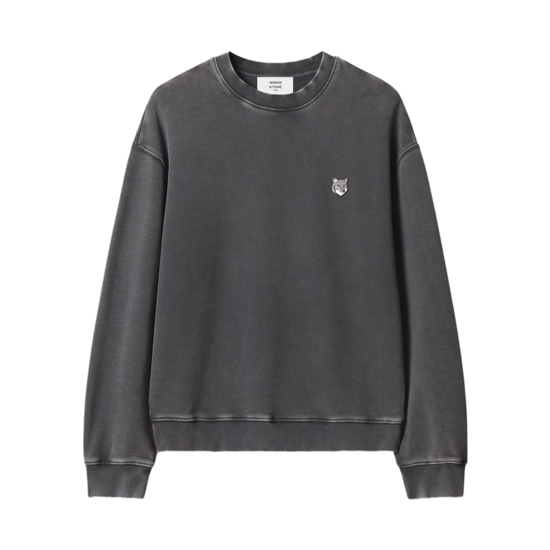 PM00304KMBIT4-0519 Maison Kitsune Fox Head Faded Comfort Sweatshirt Black Faded