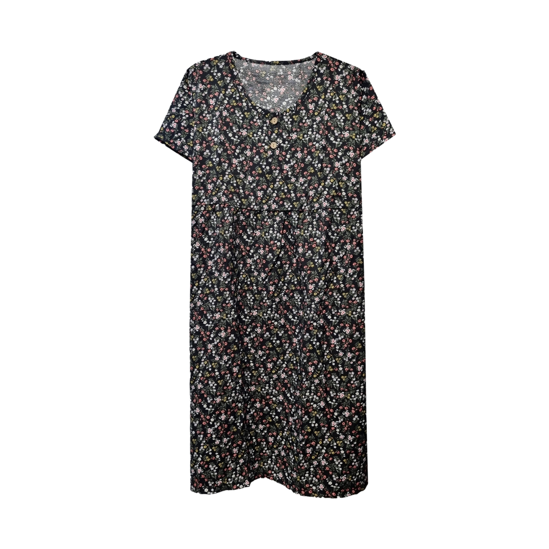 [3% 적립] 에이원 자연인견 플라워 반팔 잠옷 원피스 블랙([3% 적립] Aone Rayon Floral Short Sleeved Dress Black)