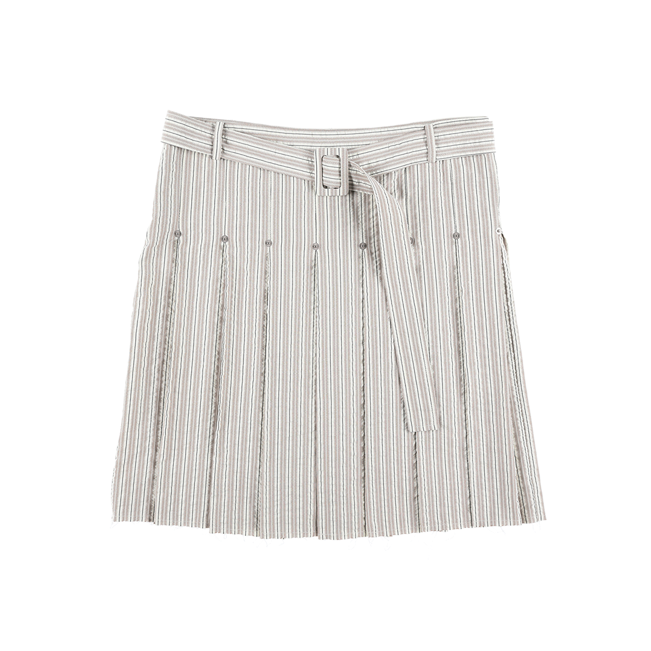 스틸레써디 로우 헴 스트라이프 플리츠 스커트 베이지(Still Lethardy Raw Hem Stripe Pleated Skirt Beige)